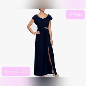 🔥NWT🔥OBO🔥 🔵 Alex Evenings Women's Plus Size Long Cowl Neck A-line Dress 14P
